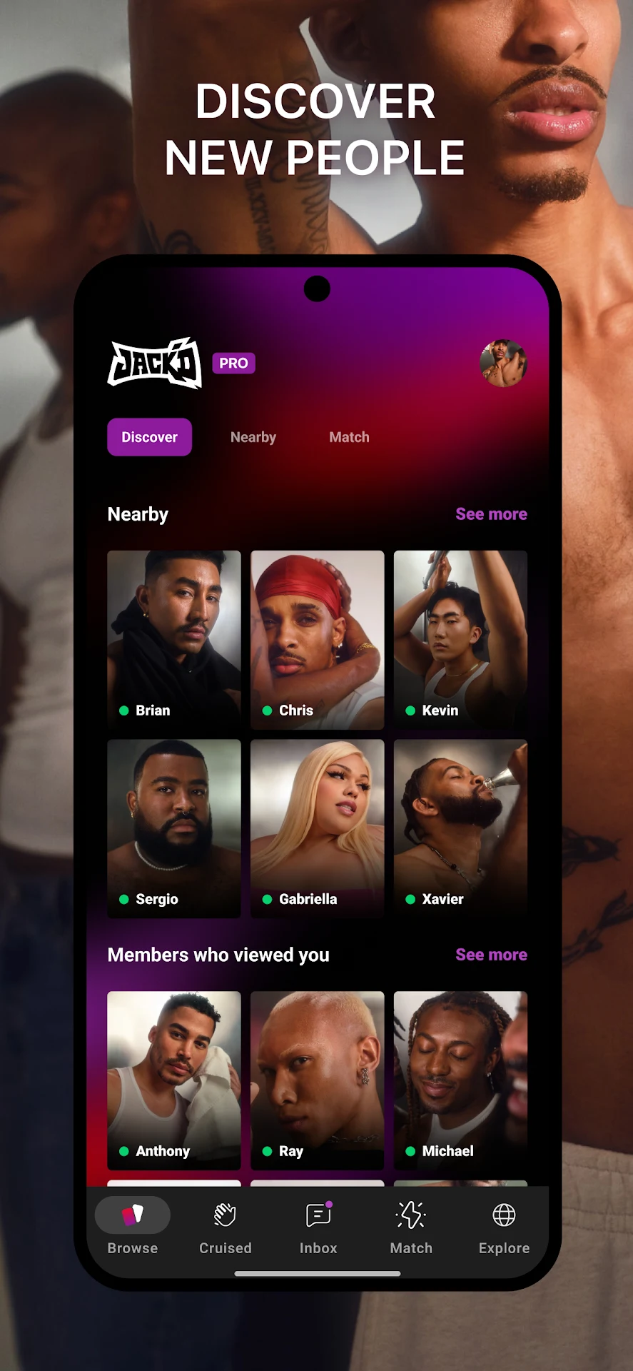 Jack'd 매치 카드 화면